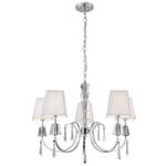 5 Lights Chrome Finish Ceiling Fitting Pendant Light with White String Shades