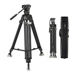 SMALLRIG AD-100 78" Video Tripod with One-Step Locking, Carbon Fiber Heavy-Duty Tripod, 360° Fluid Head and Dual-Mode Quick-Release Plate, Load up to 10kg/ 22 lbs, for Camera, Camcorder - 3989