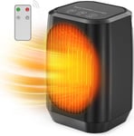 Chauffage Electrique Portable Oscillant A 70°,Petit Radiateur En Ceramique Ptc 1200W Avec 3 Modes,Mini Ventilateur De Chauffage/Refroidisseur Pour Bureau,Chambre A Coucher,Interieur(Noir)