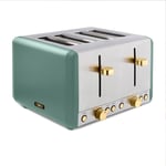 4 Slice Toaster -Tower T20051JDE Cavaletto  S/Steel in Jade Green & Rose Gold