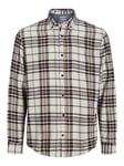 JACK & JONES Men's Jjeclassic Autumn Check Shirt Ls Sn Long Sleeve, Moonbeam, L