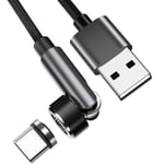 Magnetisk to meters USB C-ladekabel for hurtiglading, 3A Sort