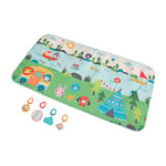 Fisher-Price - Tapis de Jeu Grandioses Aventures - Jeu d’Éveil pour Bébé - 4 Jouets Intégrés - 152 x 81 cm - Cadeau dès la Naissance, GXR53