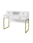 Console bureau design collection DOUGLAS avec quatre tiroirs et une niche, coloris blanc, 120 x 95 x 50 cm