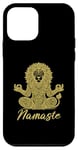 Coque pour iPhone 12 mini Namaste Lion avec mandala amusant pour le yoga et la méditation