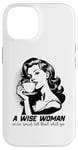 Coque pour iPhone 14 Café humoristique rétro sage femme avec citation inspirante esthétique