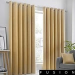 Fusion Strata Woven Eyelet Lined Curtains, Ochre, 66 x 54 Inch, 100% Polyester, W168cm (66") x D137cm (54")