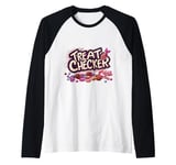 Treat Checker Funny Candy Food Munchies Halloween Snack Fun Raglan Baseball Tee