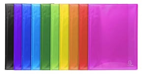 Exacompta - Réf. 85970E - Carton de 8 Protège-documents Iderama - 100 pochettes cristal lisse - 200 vues - pour A4 - dim 24 x 32 cm - couverture en polypro semi-rigide - 10 couleurs assorties