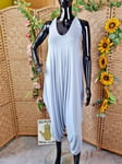 Made In Italy Genie Harem Jumpsuit Italian Drape Baggy Lagenlook Playsuit Blue