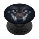 Wolf Lovers Black Wolf Wild Animal Lovers Wolf Illustration PopSockets Adhesive PopGrip