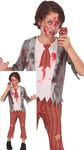 FIESTAS GUIRCA Déguisement d'écolier zombie pour garçons - Uniforme de lycée rouge - Costumes d'Halloween pour garçons âgés de 5 à 6 ans