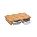 Wintem Planche à découper en bois avec bacs à nourriture en plastique transparent – Idéal pour couper les fruits, les légumes, la viande et le poisson sans saleté – Durable et facile à laver – 40,5 x