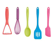 Colourworks CWBRTOOLS5PC Silicone Kitchen Utensils Set, In Gift Box, Multi Colour, 5 Pieces