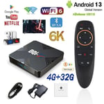 Smart TV Box Android TV Box Android 13 X98H boitier TV 4Go/32Go 4k 2.4G&5G BT et assistant vocal avec télécommande vocale box Androi