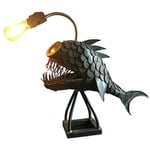 Shark nattlampa LED-lampa antik stil fiskstatybelysning bordslampa