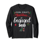 Our First Christmas Engaged 2023 Pajamas Couples Matching Long Sleeve T-Shirt