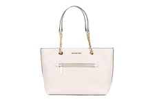 Michael Kors WoMens Jet Set Medium Powder Blush Leather Front Zip Chain Tote Bag Purse - One Size