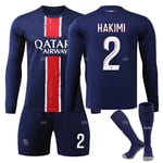 Paris Saint-Germain Barn Hemmaställ 2024-2025 Höst & Vinter Nr 2 strumpor 24 HAKIMI No 7 socks 24