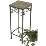 Tabouret à fleurs Métal Angle 64 cm Porte-fleurs 11134 Table d'appoint Porte-plantes Tablette en bois Colonne à fleurs - Dandibo