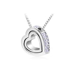 Womens Heart Violet Purple Pendant Necklace Swarovski Elements Silver Gift UK