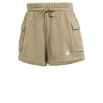 adidas Femme Essentials Small Logo French Terry Cargo Shorts, Olive Strata/White, XL