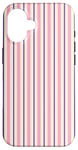 Coque pour iPhone 16 Rose violet rayé esthétique girly preppy pastel rayures