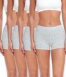 wirarpa Boxer Femme Shorty Femmes Panty Coton Short Caleçon avec Entrejambe Large Coton Lot de 4 Gris Taille 3XL