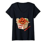 Womens Chinese Take Out Take-Out Takeaway Food Container V-Neck T-Shirt