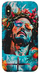 Coque pour iPhone X/XS Bleu Pop Art Tropical Jesus Is King Christian Faith Nouveautés