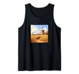 Wheat Fields With Windmills Landscape Vintage Graphic Tank Top