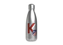 Atletico de Madrid - Bouteille d'eau en acier inoxydable, fermeture hermétique, lettre K en rouge, 550 ml, couleur métallisée, produit officiel (CyP Brands)