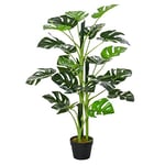 Outsunny Plante Artificielle modèle Monstera Arbre Artificiel avec 21 Feuilles en Pot Ciment, intérieur ou extérieur, dim. Ø16 x 100H cm