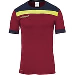 uhlsport Offense 23 Trikot Kurzarm Football Apparel Homme, Bordeaux/Bleu Marine/Jaune Fluo, XXXL