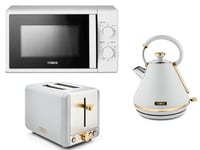 Tower Cavaletto White Pyramid Kettle 2 Slice Toaster & Microwave Kitchen Set