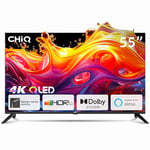 CHIQ TV Intelligente U55QG7V, 55 Pouces, 4K QLED, Dolby Vision HDR10, Conception sans Cadre, Fonctionne avec Alexa, Netflix, Prime Video, Google Play, BT5.0, HDMI2.0, USB2.0, modèle Noir 2023