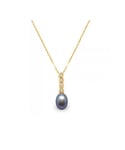 Blue Pearls Womens Black Freshwater Pearl and Diamonds Pendant and Yellow Gold 750/1000 - Multicolour - One Size