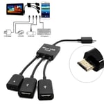 Keyboard Flash Drive Mouse Micro USB HUB OTG Cable Adapter 3 In1 Converter Host