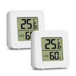 2PCS Thermomètre/Hygromètre Numérique pour Intérieur et Extérieur Précis Auto-adhésif Mini LCD Thermomètre Hygromètre Numérique Moniteur de Température et Humidimètre (4.5*4.5*1.5cm, Blanc)