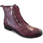 Bottines Caprice  Boots Plates Lacets Bordeaux