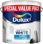 Dulux Pure Brilliant White MATT Emulsion - Walls & Ceilings Paint 6L