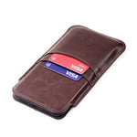 Dockem Provincial Wallet Sleeve for 6.1"/6.3" iPhones: 16/15/14/13/12 Pro, 16, 15, 14, 13, 12, 11, XR: Slim Vintage PU Leather Cover with 2 Card Holder Slots: Professional Pouch Case [Brown]