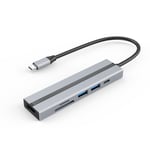 Multifunksjons USB-C-hub med 4K HDMI, USB 3.0/2.0-porter, SD/TF-kortleser