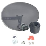 60cm Satellite Dish & Full 30m Black Twin Install Kit for Sky HD / Freesat HD