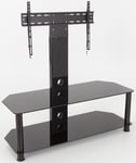 AVF Universal Black Glass and Black Legs Cantilever TV Stand For up to 65" TVs