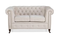 Chesterfield Deluxe Fløyelssofa 2-seter - Beige Velour sofa & fløyel Hvit,Beige Manor House