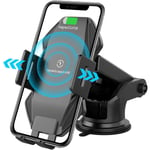 15W Wireless Car Charger Mount, Qi Fast Car Charger Automatic Clamping Dashboard+Air Vent+Windshield Phone Holder For iPhone 12/12 Pro Max/11/11 Pro/11 Pro Max/XR/XS Max/Galaxy Note 10/S10