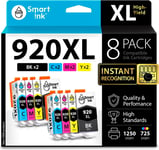 Cartouche d¿Encre Compatible pour HP 920 XL 920XL Pack de 8 (2 Noir, 2 Cyan, 2 Magenta, 2 Jaune) Compatibles pour HP Officejet 6000 6500 6500 A 7000 7500 A