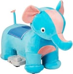 Voiture électrique en Peluche Enfants Jouet Véhicule en Animal avec Guidon Antidérapant Pédale Musique Housse Lavable Eléphant