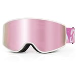 EXP VISION – Masque de ski anti-buée, protection 100 % UV, OTG, pour hommes, femmes, adolescents, enfants (pour enfant, rose cerise)